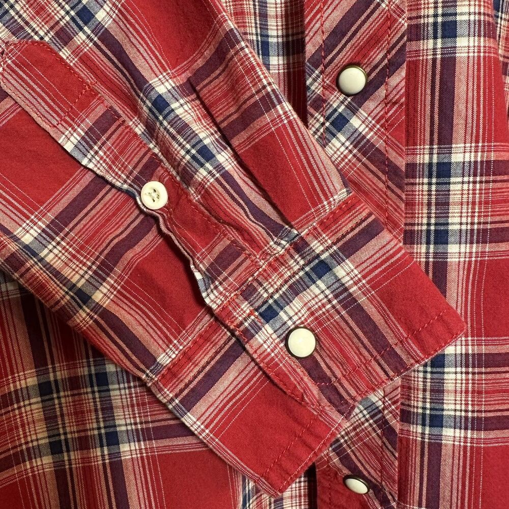 Roebuck & Co Vintage Western-style Cowboy Red, W, & B with Pearl Snaps Large - Picture 11 of 14